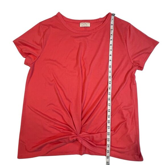Bobbie Brooks Blouse Womens 1X Pink Coral Basic Knit Front Knot Casual Soft Top - Picture 3 of 7